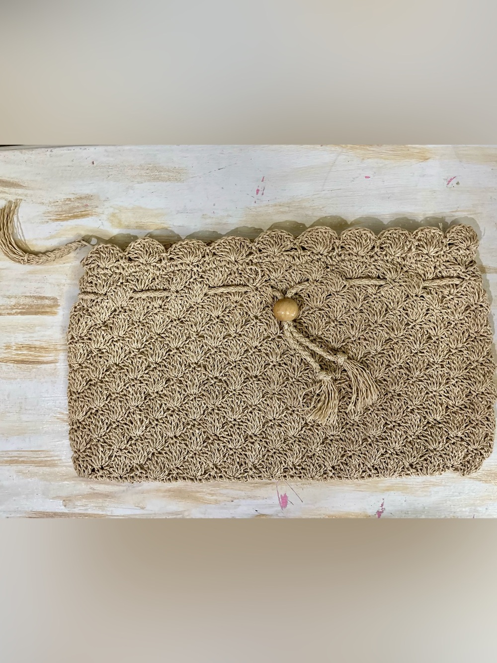 vintage Forty Eight West straw woven envelope clutch bag